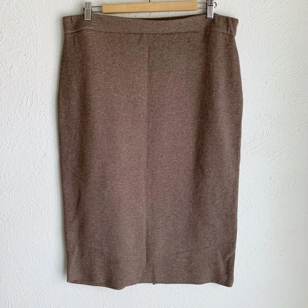J. Jill Knit Pencil in Mocha Heather Brown Cotton Blend Pull-on Skirt Large Tall